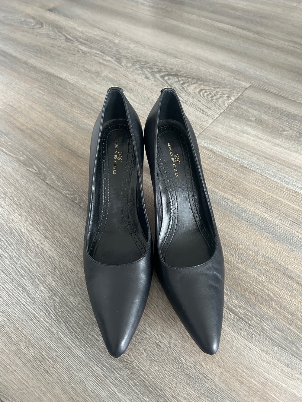 Brooke Brothers Black Pointed-Toe Pumps